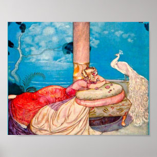 Poster Magia de Cria de Pavão Branco e Princesa