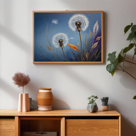 Poster Magia de Dandelions em Pinturas de Arte AI de Nigh
