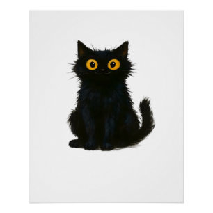 Póster Magia de Gato Preto � Arte de Gato de Halloween Fo