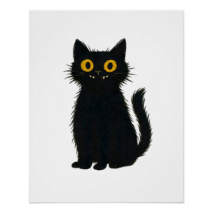 Póster Magia de Gato Preto � Arte de Gato Místico e Hallo