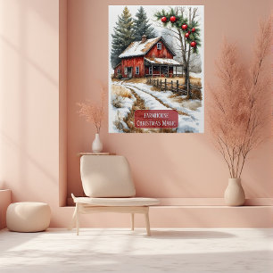 Póster Magia de Natal em Fazenda Rústica Vintage 