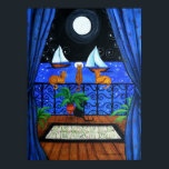 Póster Magia de Noite Magia de Gatos<br><div class="desc">Arte de gato pela artista Evelyn Miranda também conhecida por Dreamlyn. Copyright Evelyn Miranda todos os direitos reservados.</div>