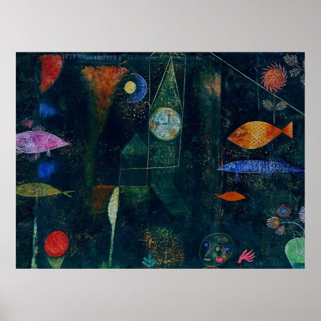 Poster Magia do Peixe de Paul Klee Pintura Abstrata Arte  (Frente)