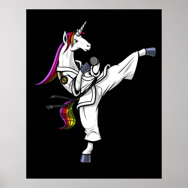 Poster Magia Unicorn Ninja Karate Artes Marciais Engraçad (Frente)
