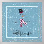 Póster Magic and Wonder Christmas Snowman Blue ID440<br><div class="desc">Belo e minimalista design de poster de final de Natal, com um estilizado boneco de neve emoldurado em branco sobre um cadete azul espalhado com flocos de neve e estrelas. A tipografia de tendências de 'Magic and Wonder' completa a design. Adicione um nome para personalizar, se preferido. Procure ID440 para...</div>