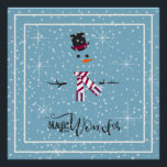 Póster Magic and Wonder Christmas Snowman Blue ID440<br><div class="desc">Belo e minimalista design de poster de final brilhante de Natal, com um estilizado boneco de neve, enquadrado em branco sobre um cadete azul espalhado por flocos de neve e estrelas. A tipografia de tendências de 'Magic and Wonder' completa a design. Adicione um nome para personalizar, se preferido. Procure ID440...</div>