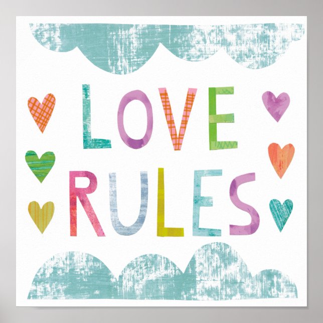 Póster Magic Love Rules with Hearts (Frente)