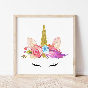 Poster Magic Unicorn, Cute Unicorn, Girl Nursery, rosa