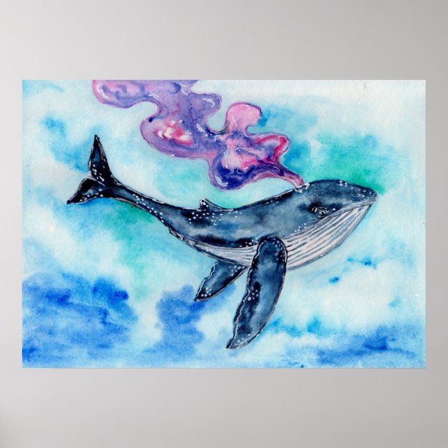 Poster Magic Whale Watercolor (Frente)