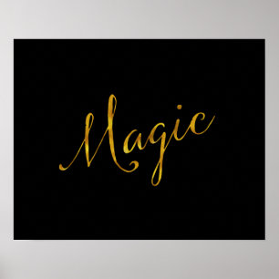 Poster Mágica Cotação Faux Gold Foil Cita Humor Sparkly
