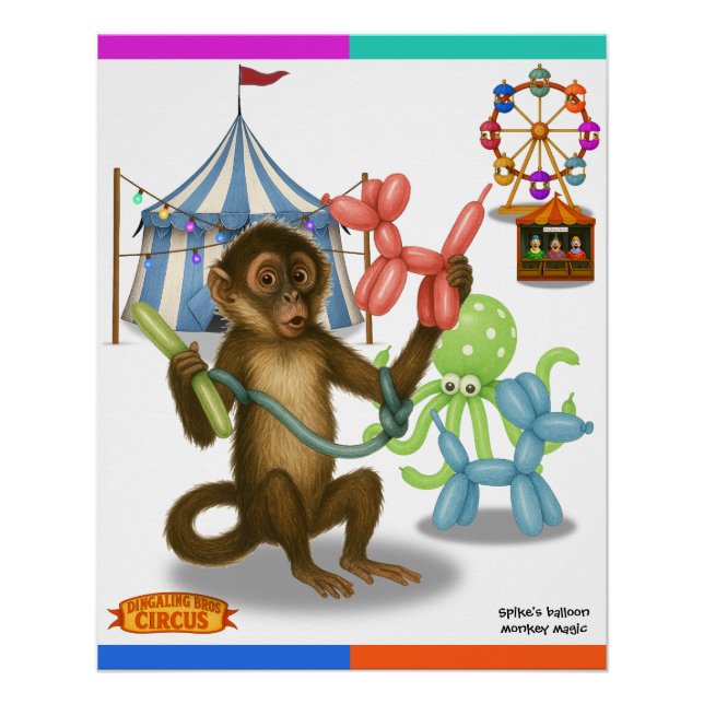 Póster Mágica do macaco de balão do Spike (Frente)