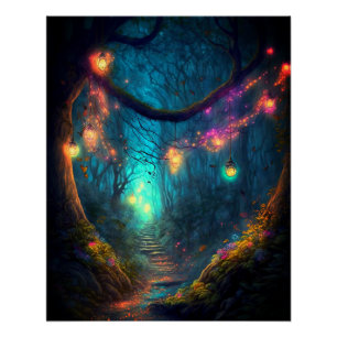 Póster Mágica Fada Encantada Floresta Fantasia Pixie Poei