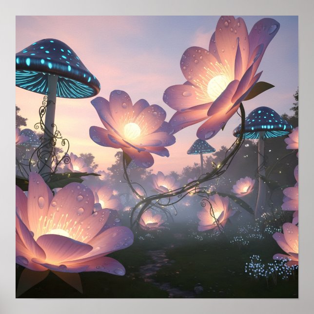 Poster Magical Bloom Forest with Glowing Dream Flowers (Frente)