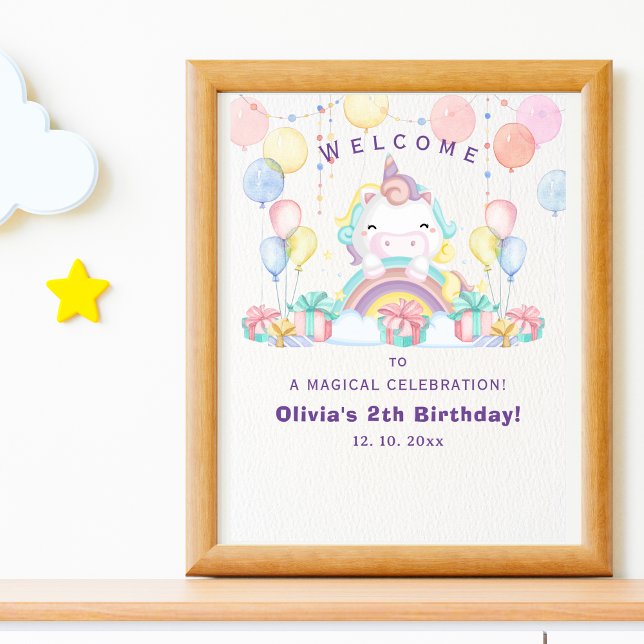 Poster Magical cute unicorn girl birthday celebration (Criador carregado)
