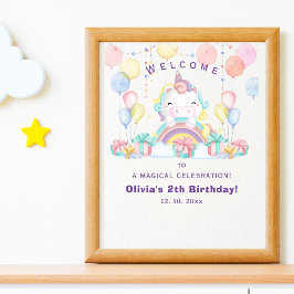 Poster Magical cute unicorn girl birthday celebration