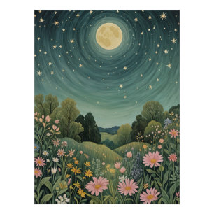 Póster Magical Moonlit Meadow