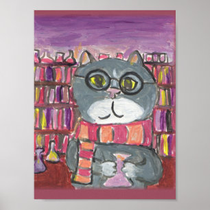 Poster Magical Potions Academic Wizard Cat Art