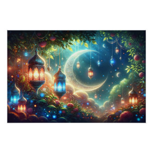 Póster Magical Ramadan Moon & Lanternas