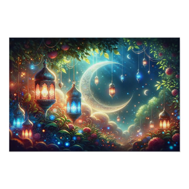 Póster Magical Ramadan Moon & Lanternas (Frente)