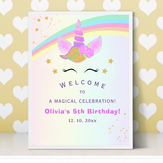 Poster Magical Unicorn Birthday Party for Girl (Criador carregado)