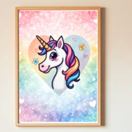 Póster Magical Unicorn Nursery Poster