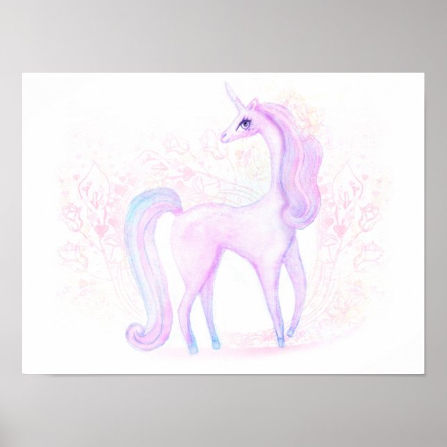 Poster Magical Watercolor Unicorn Art (Frente)
