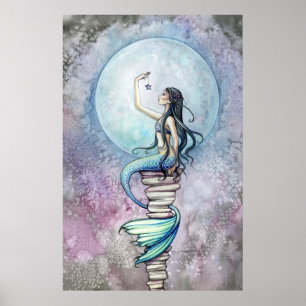 Poster mágico da aguarela da sereia por Molly