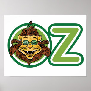 Poster Mágico de Oz Vintage, Leão na Letra O