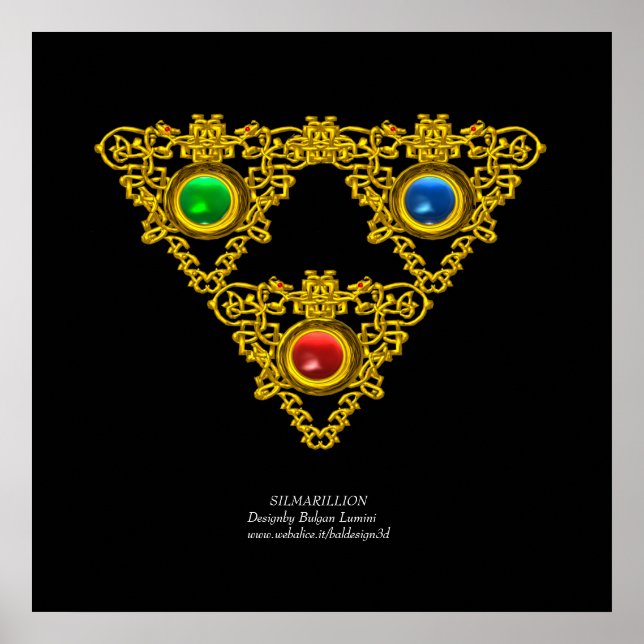 PÓSTER MÁGICO ELFIC TALISMAN/DOURADO TRIÂNGULO COM GEMSTO (Frente)