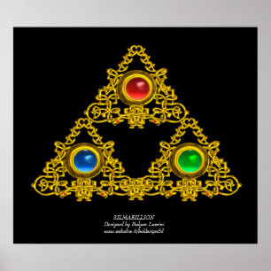 PÓSTER MÁGICO ELFIC TALISMAN/DOURADO TRIÂNGULO COM GEMSTO