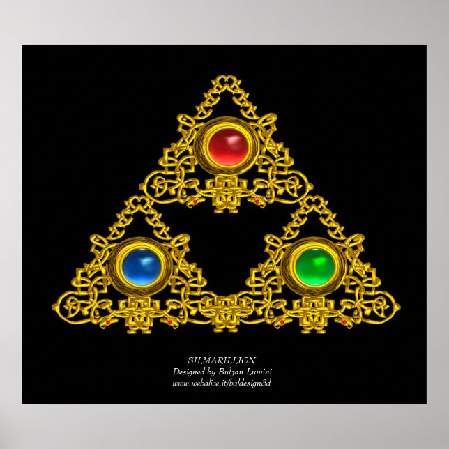 PÓSTER MÁGICO ELFIC TALISMAN/DOURADO TRIÂNGULO COM GEMSTO (Frente)