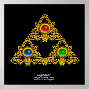 PÓSTER MÁGICO ELFIC TALISMAN/DOURADO TRIÂNGULO COM GEMSTO