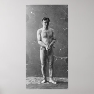 Póster Mágico Harry Houdini que está nas correntes