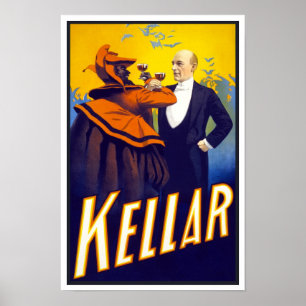 Poster Mágico Kellar, 1899. Propaganda do vintage