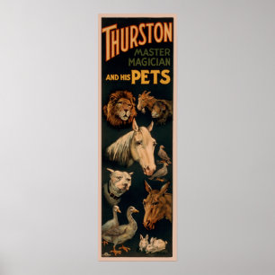 Poster Mágico mestre de Thurston e seus animais de