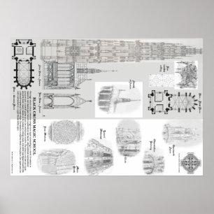 Poster mágico transversal preto No.2 da escola