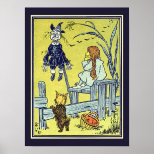 Póster Mágico Vintage de Oz, Dorothy Toto Encontra Espant
