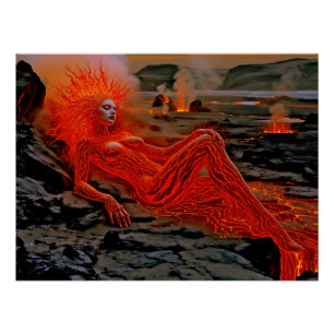 Póster "Magma Dormindo" - Retrato de Mulher Vulcânica