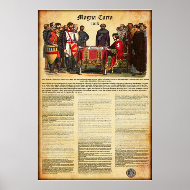Poster MAGNA CARTA 1215 - Texto em inglês (Frente)