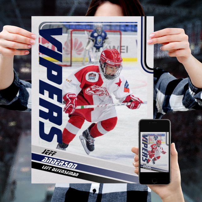 Poster Magneta de Hóquei em Gelo (Unleash the ultimate power of customization with our blue and black ice hockey Poster)