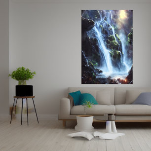 Poster Magnífica cachoeira na floresta Arte AI