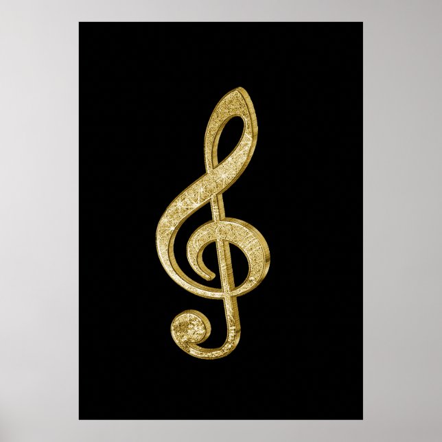 Póster Magnífico bar de ouro brilhante treble clef (Frente)