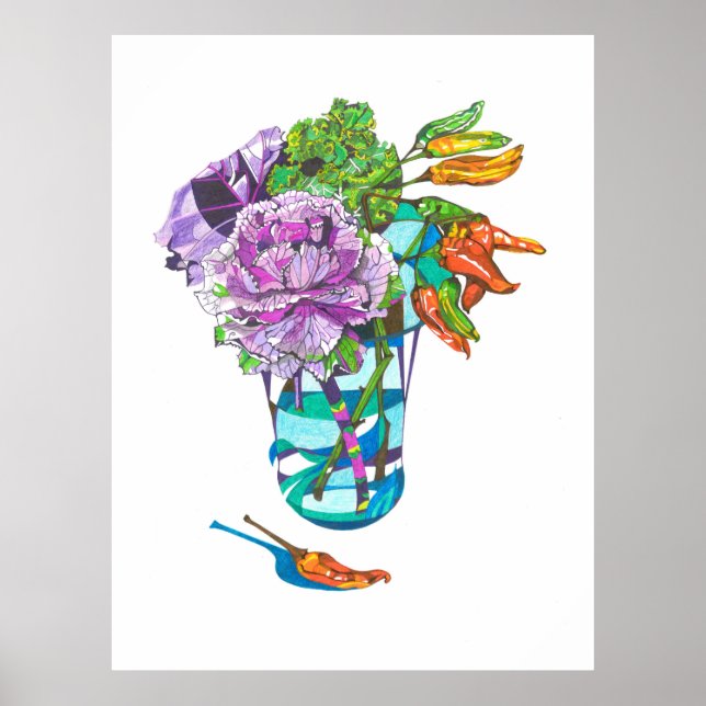 Poster Magnífico Buquê Vegetal de Outono (Frente)