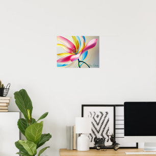 Poster Magnólia Abstrata em Aquarela em Flor
