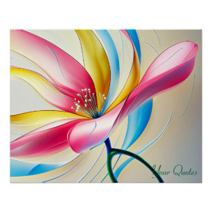 Póster Magnólia Abstrata em Aquarela em Flor