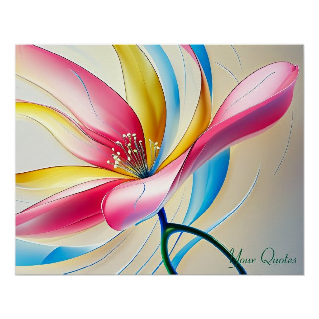 Póster Magnólia Abstrata em Aquarela em Flor (Frente)
