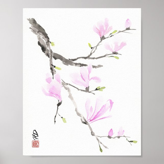 Poster Magnólia da Brisa de Primavera (Frente)