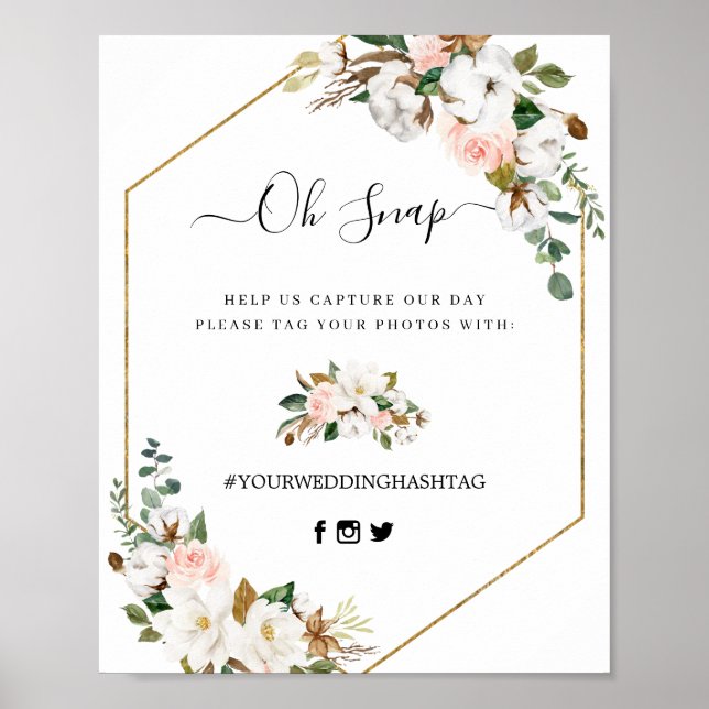 Poster Magnolia Floral - Sinal de Hashtag (Frente)