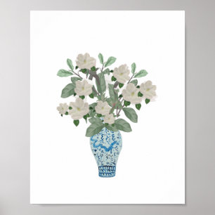 Poster Magnolias Dragon Blue Ginger Jars