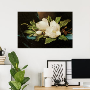 Poster Magnolias gigantes em uma roupa azul velvet por MJ